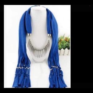 Blue scarf With the silver decoration
